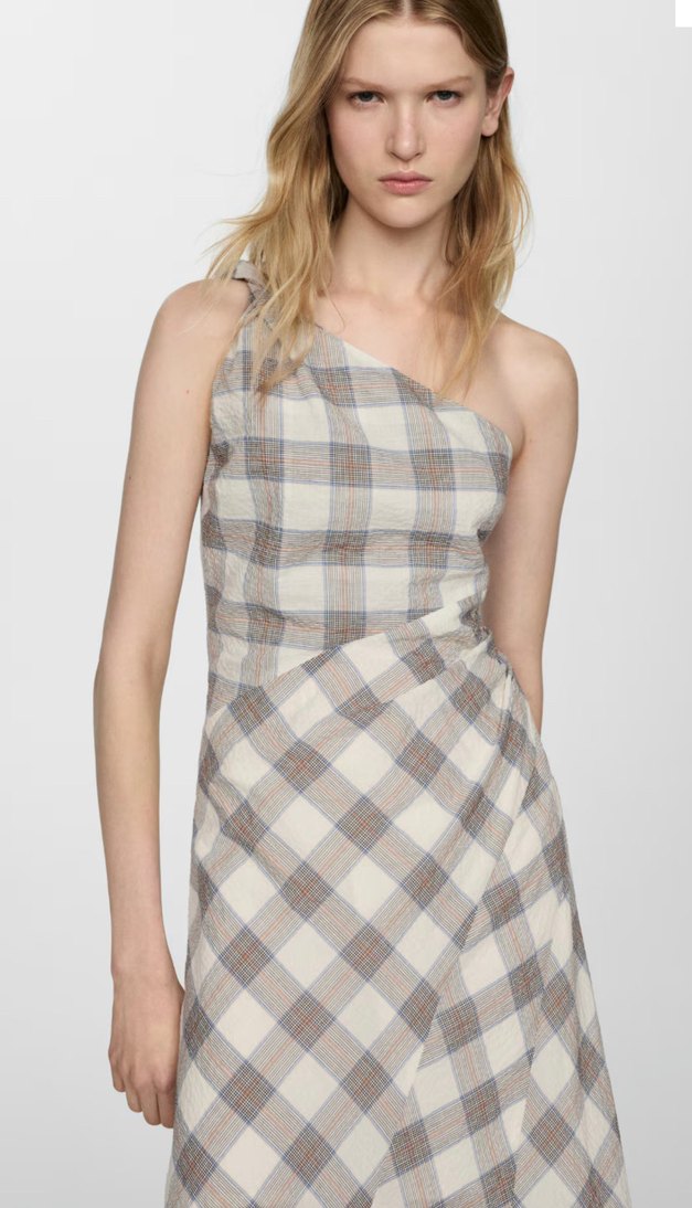 Bej Oduncu Desenli Kolsuz Uzun Elbise - Görsel 4