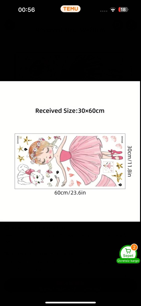 Pamuklu Pembe Baskılı Çocuk Duvar Süsü - Görsel 2