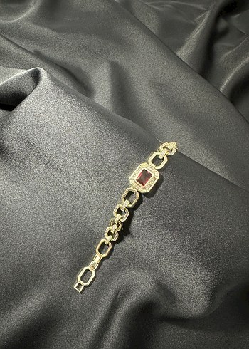 Çelik Zincir Detaylı Vintage Altın Bileklik - Görsel 4