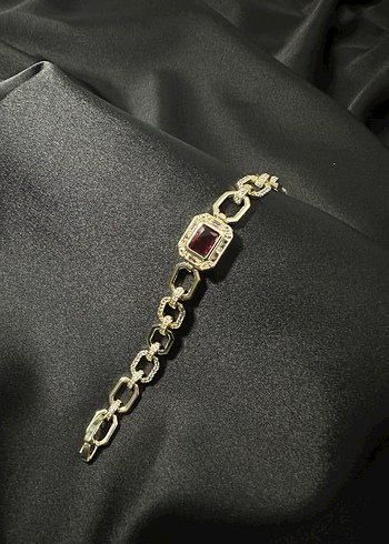 Çelik Zincir Detaylı Vintage Altın Bileklik - Görsel 3