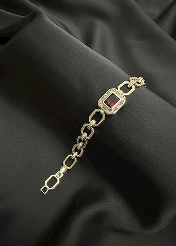 Çelik Zincir Detaylı Vintage Altın Bileklik - Görsel 2