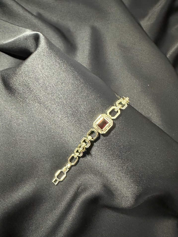 Çelik Zincir Detaylı Vintage Altın Bileklik - Görsel 5