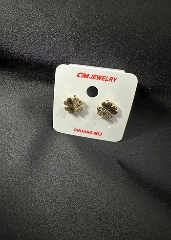 Taşlı yonca küpe - Görsel 3