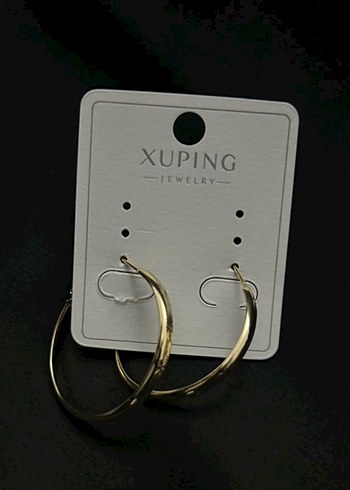 XP Damgalı Klasik Desenli Altın Kaplama Halka Küpe - Görsel 2