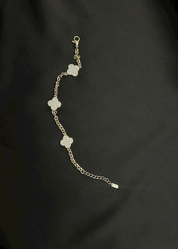 CM Taşlı yonca Zincir Detaylı Klasik Altın Bileklik - Görsel 2