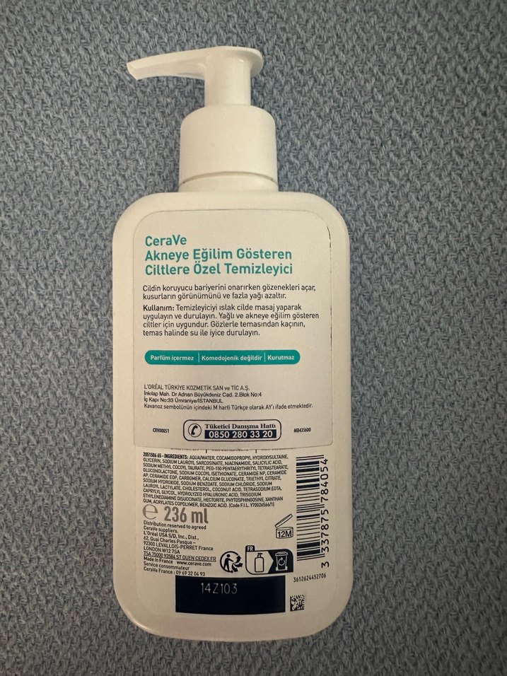 CeraVe Akneye Eğilim Gösteren Ciltler İçin Temizleyici 236 ml - Görsel 2