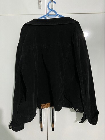 universal Beden Siyah Oversize Fitilli Ceket