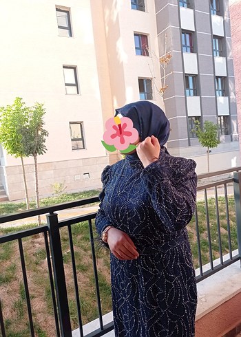 Abiye Uzun Lacivert Drapeli Abiye Elbise