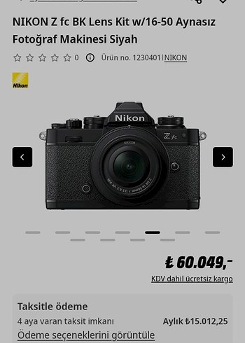 MediaMarktan Nikon Z Fc fotoğraf makinesi