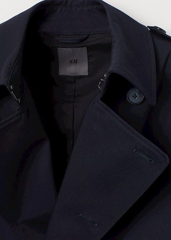 H&M LACİVERT UZUN TRENÇKOT - Görsel 3