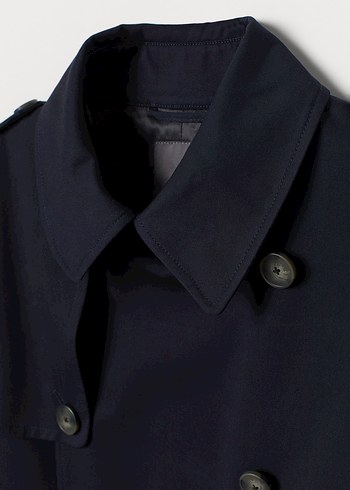 H&M LACİVERT UZUN TRENÇKOT - Görsel 4