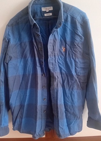Erkek Mavi Batik Desenli Denim Gömlek