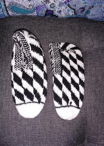 Örgü Zebra Desenli patik
