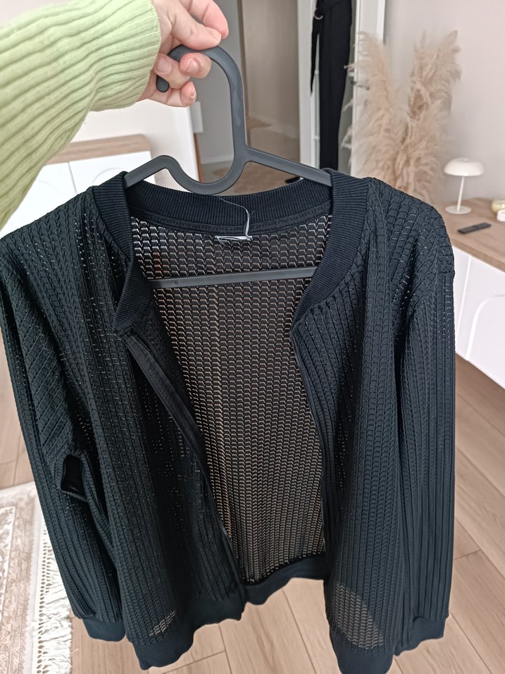 Siyah Örgü Kadın Hırka - Görsel 2