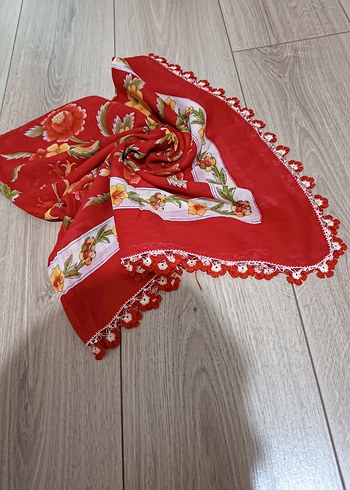 Dantelli Kırmızı Bohem Kadın tulbent - Görsel 3