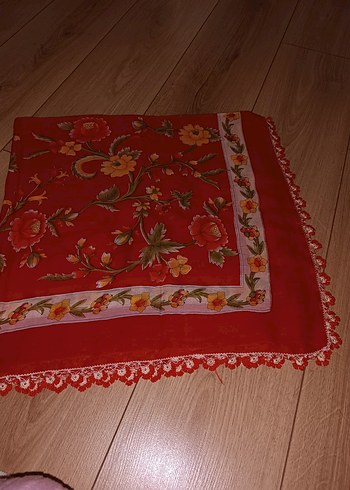 Dantelli Kırmızı Bohem Kadın tulbent - Görsel 6