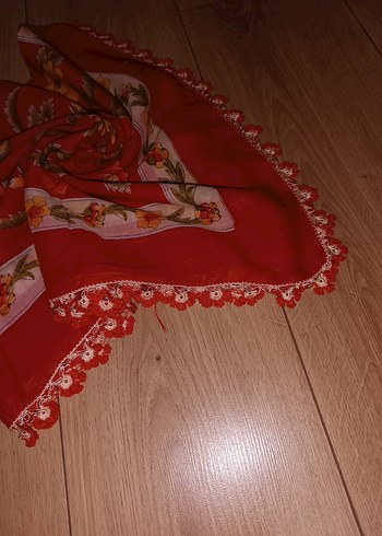 Dantelli Kırmızı Bohem Kadın tulbent - Görsel 2