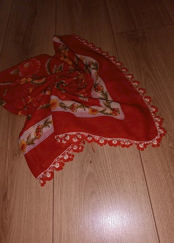 Dantelli Kırmızı Bohem Kadın tulbent - Görsel 5