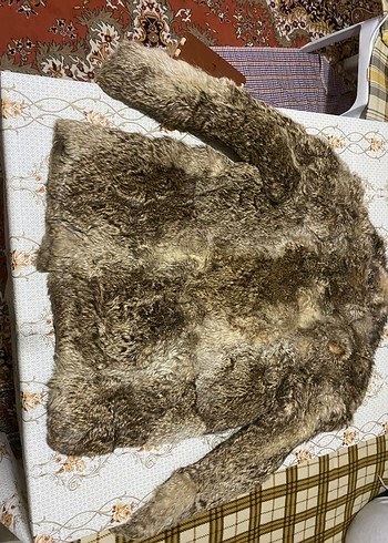 vintage bej ve kahverengi tavşan Kürk mont - Görsel 2