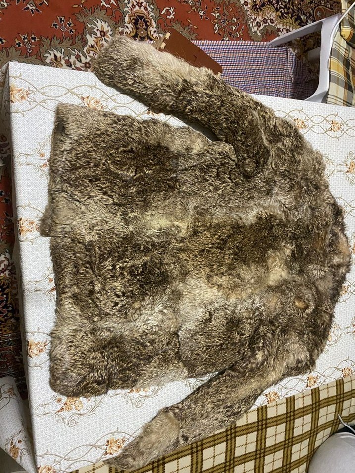 vintage bej ve kahverengi tavşan Kürk  mont - Görsel 2