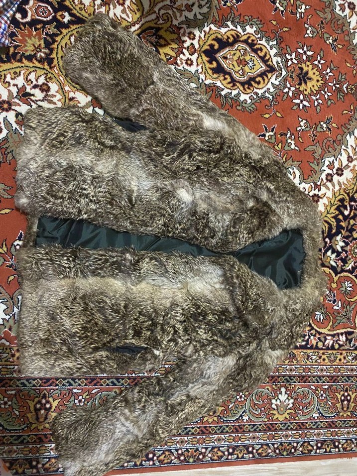 vintage bej ve kahverengi tavşan Kürk  mont - Görsel 3
