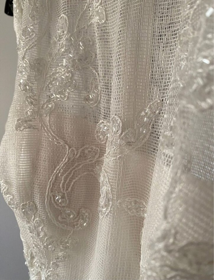 Dantel İşlemeli Beyaz Bohem Uzun Abiye Elbise - Görsel 4