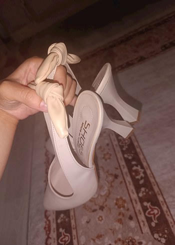 Bej Stiletto Topuklu Kadın Abiye Ayakkabı - Görsel 5