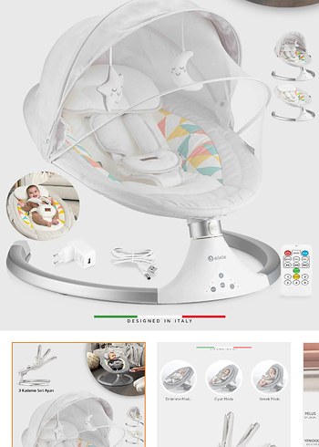 Gri Beyaz Bebek Elektrikli Ana kucağı - Görsel 9