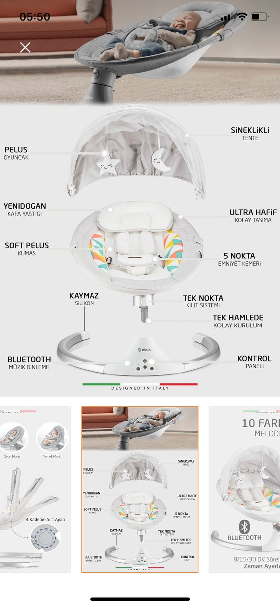 Gri Beyaz Bebek Elektrikli Ana kucağı - Görsel 5