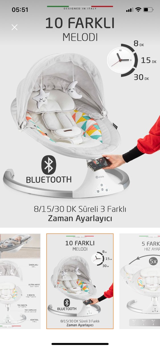 Gri Beyaz Bebek Elektrikli Ana kucağı - Görsel 4