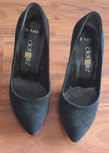 Siyah Süet  Stiletto Topuklu Ayakkabı - Görsel 3