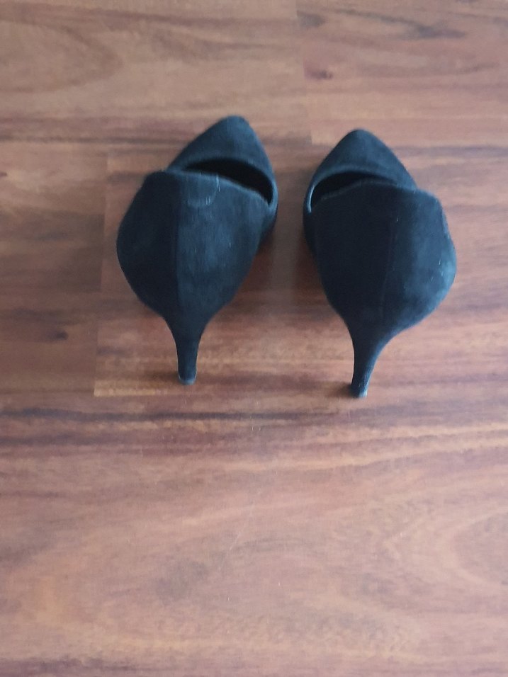 Siyah Süet  Stiletto Topuklu Ayakkabı - Görsel 2