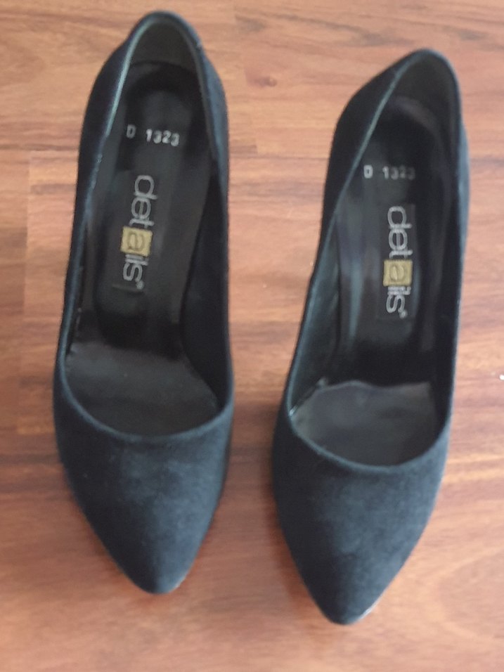 Siyah Süet  Stiletto Topuklu Ayakkabı - Görsel 3