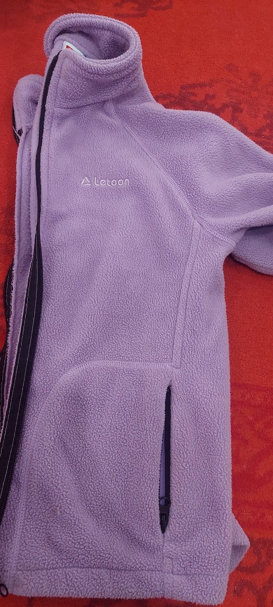 Lila Fermuarlı Kız Çocuk Polar Ceketi - Görsel 3