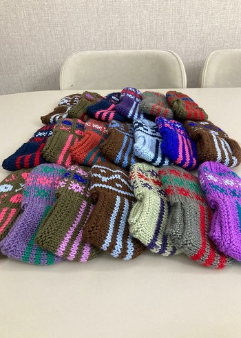 Renkli Desenli el orgüsü kadın çeyizlik patikler Ev Terlikleri - Görsel 2