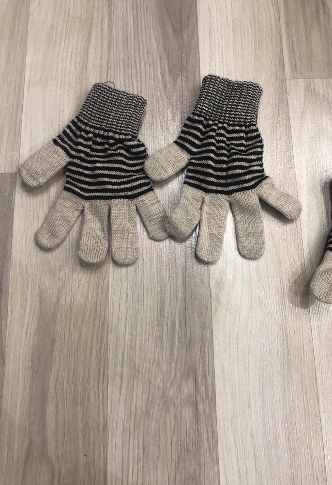 Erkek Çocuk Gri Örgü Zebra Desenli Eldiven - Görsel 2