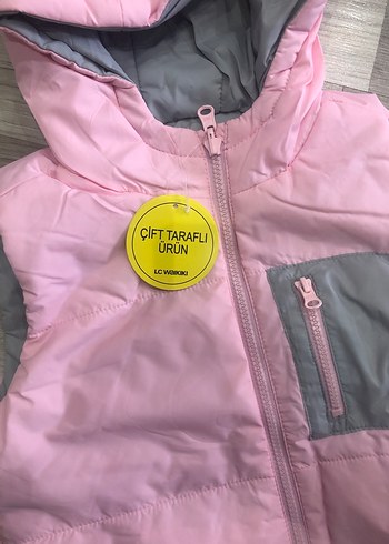 Kız Çocuk Kapüşonlu Fermuarlı Yelek - Görsel 2