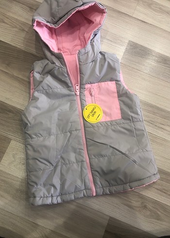 Kız Çocuk Kapüşonlu Fermuarlı Yelek - Görsel 4