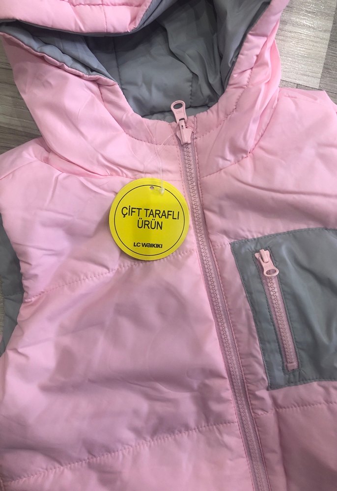 Kız Çocuk Kapüşonlu Fermuarlı Yelek - Görsel 2