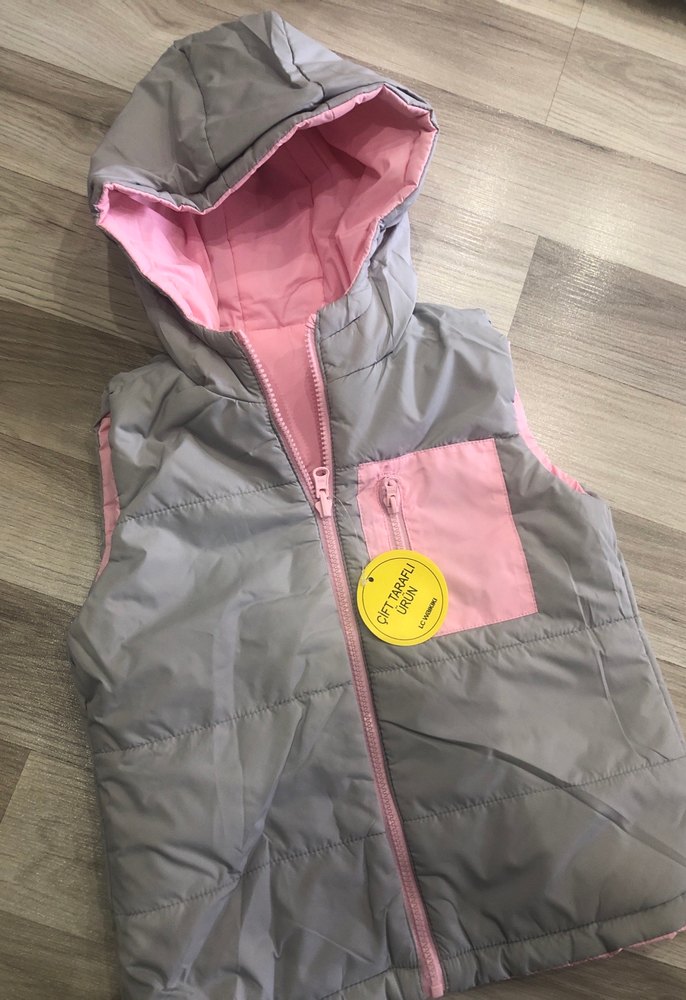 Kız Çocuk Kapüşonlu Fermuarlı Yelek - Görsel 5