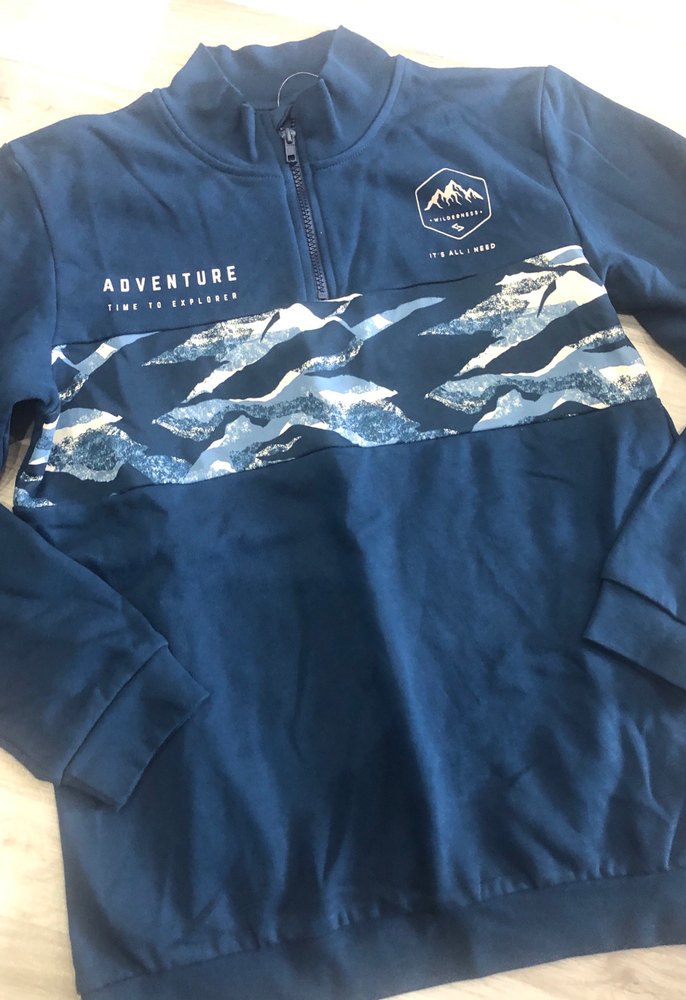 Koyu Mavi Erkek Sweatshirt Yüksek Yaka Fermuarlı - Görsel 3