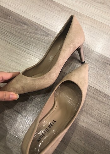 Bej Süet Stiletto Topuklu Kadın Ayakkabı - Görsel 5