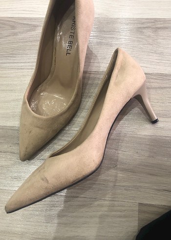 Bej Süet Stiletto Topuklu Kadın Ayakkabı - Görsel 2