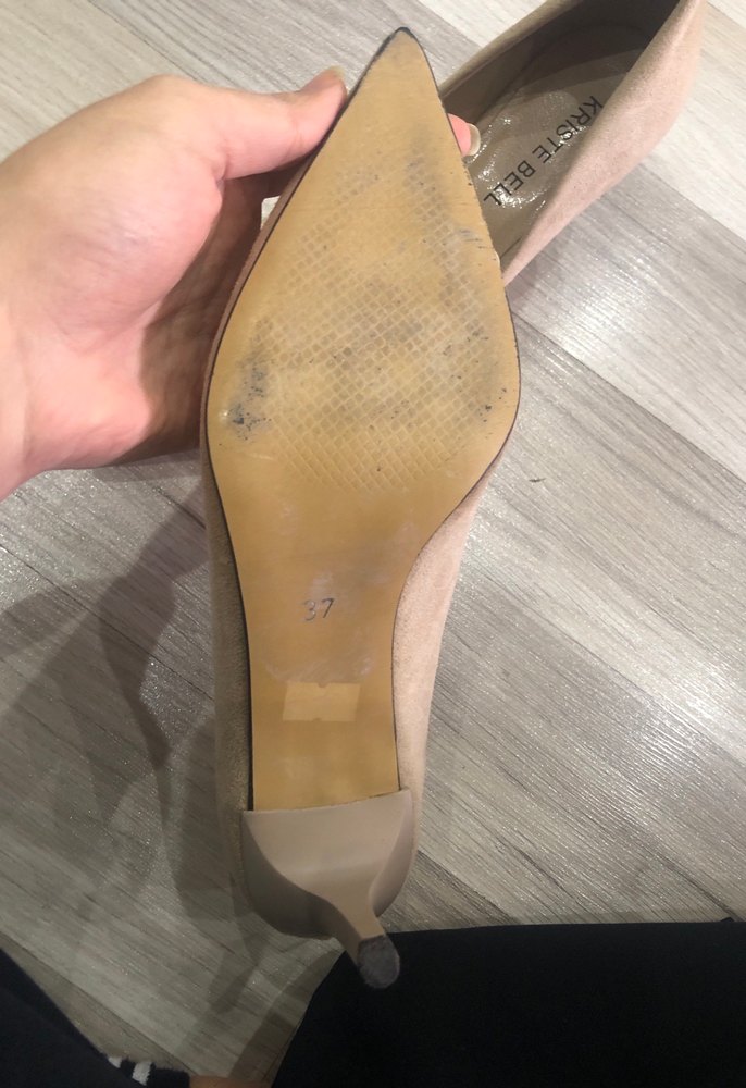 Bej Süet Stiletto Topuklu Kadın Ayakkabı - Görsel 3