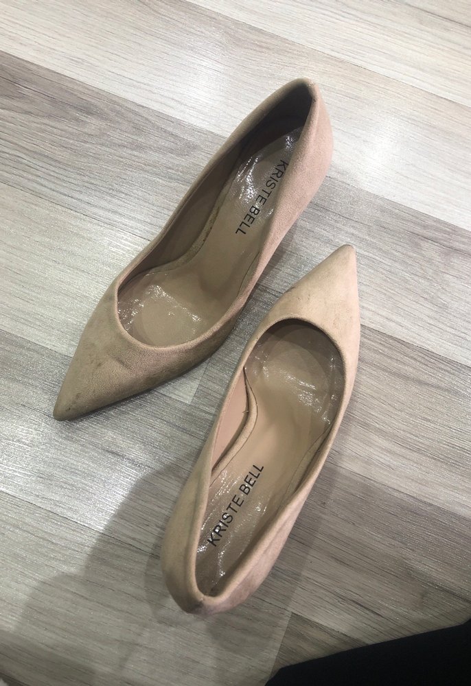 Bej Süet Stiletto Topuklu Kadın Ayakkabı - Görsel 4