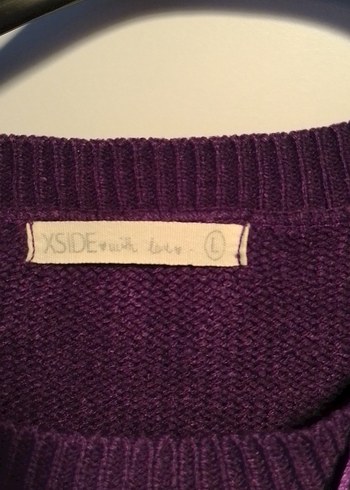 Mor Kadın Triko Kazak, Bisiklet Yaka, Rahat Kesim - Görsel 3