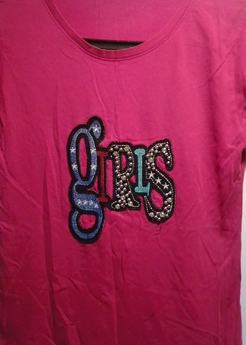 Pullu Baskılı kırmızı Kız Tişörtü - Görsel 3