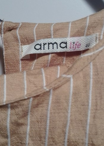 Bej Pilili Uzun Keten Elbise - Görsel 3