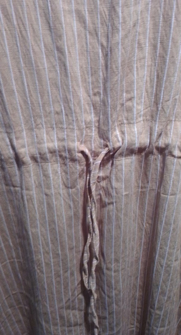 Bej Pilili Uzun Keten Elbise - Görsel 2