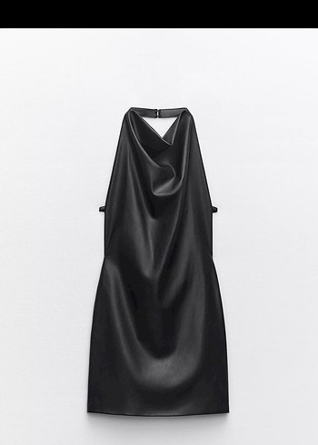 Zara Sırtı Açık Deri Elbise